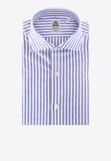 Finamore 1925 Striped Long-Sleeved Shirt Blue 470000C0218_02