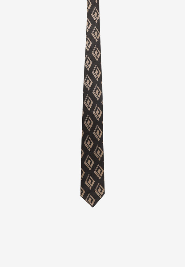 Nicky Milano Geometric Print Silk Tie Black VIDEOB_8