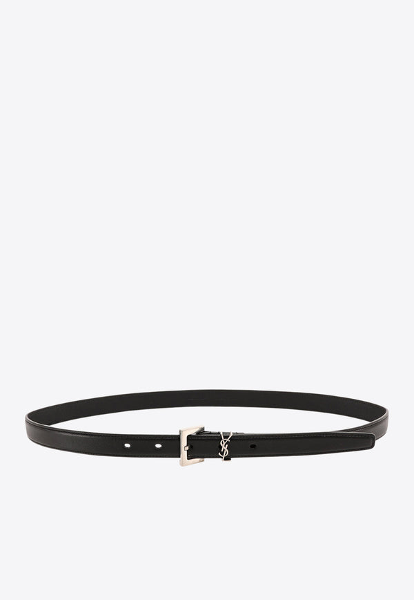 Saint Laurent Cassandre Thin Leather Belt Black 554465BOO0E_1000