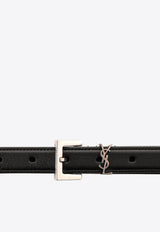 Saint Laurent Cassandre Thin Leather Belt Black 554465BOO0E_1000