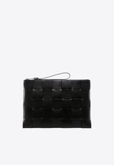 Bottega Veneta Large Cassette Zip Pouch in Intrecciato Leather Black 649616VBWD3_8803