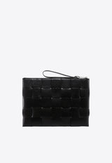 Bottega Veneta Large Cassette Zip Pouch in Intrecciato Leather Black 649616VBWD3_8803