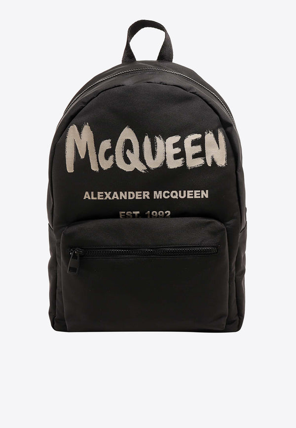 Alexander McQueen Graffiti Metropolitan Printed Backpack Black 6464571AABW_1073