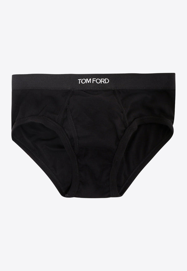 Tom Ford Logo Jacquard Stretch Briefs Black T4LC11040_002