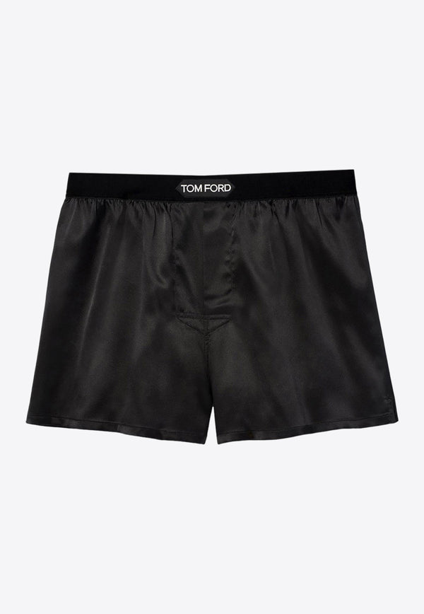 Tom Ford Logo Jacquard Silk Boxers Black T4LE41010_202