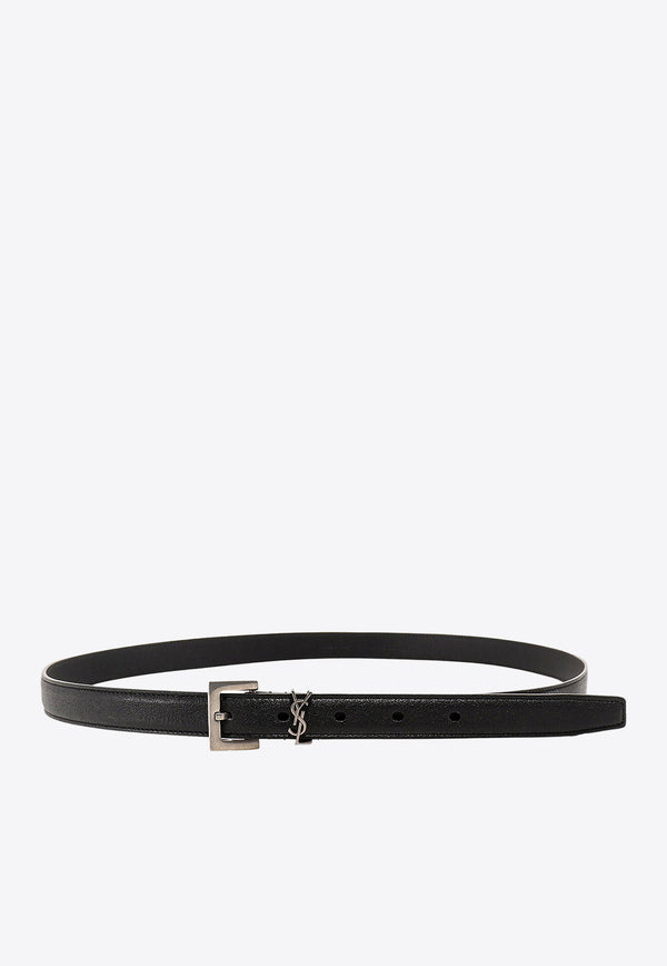 Saint Laurent Cassandre Calf Leather Belt Black 612616BRM0E_1000
