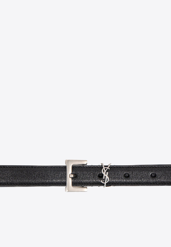 Saint Laurent Cassandre Calf Leather Belt Black 612616BRM0E_1000