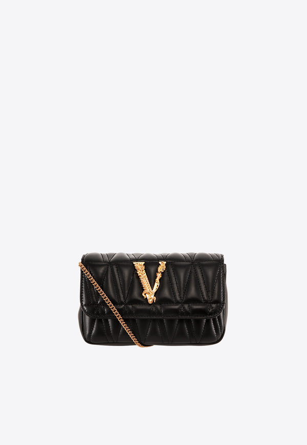 Versace Virtus Quilted Leather Crossbody Bag Black DBFI002D2NTRT_DNMOV