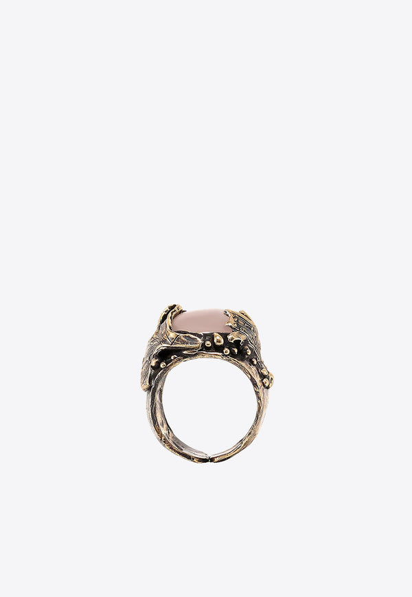 Axum Jewelry Stone-Detail Gold-Tone Ring Gold AE10QQUARZO_BRONZO