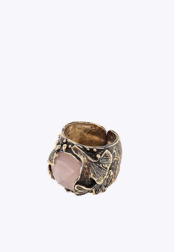 Axum Jewelry Stone-Detail Gold-Tone Ring Gold AE10QQUARZO_BRONZO