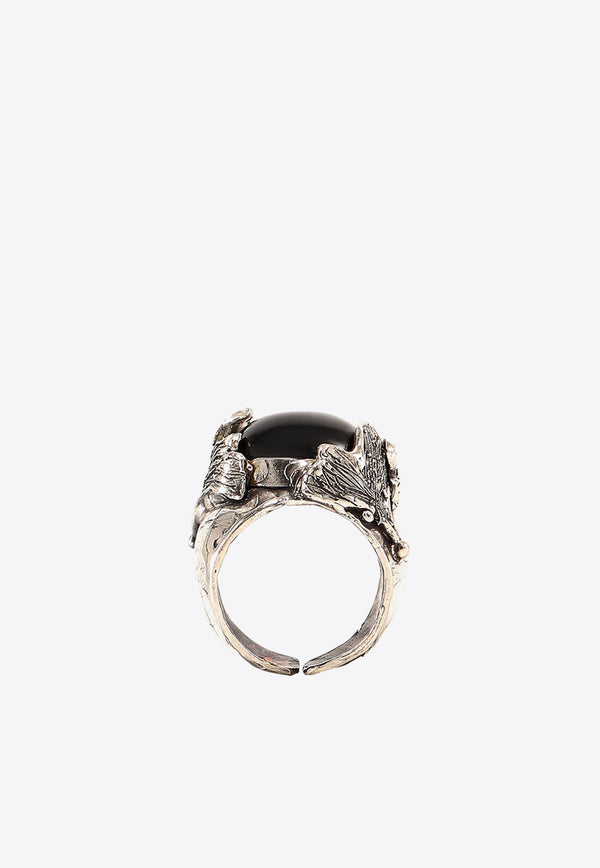 Axum Jewelry Stone-Detail Silver-Tone Ring Silver AE10QQUARZO_ARGENTO