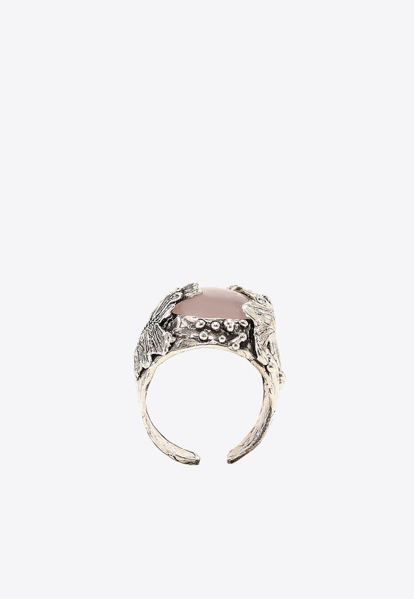 Axum Jewelry Stone-Detail Silver-Tone Ring Silver AE10CCORNIOLA_ARGENTO