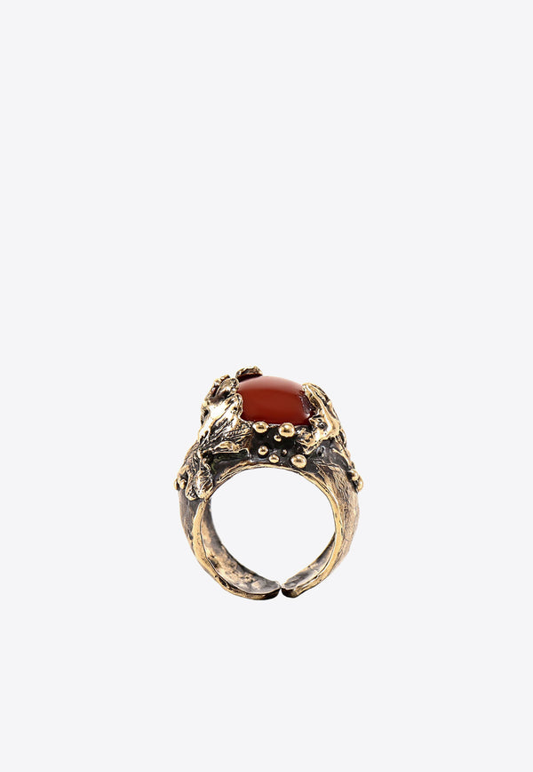 Axum Jewelry Stone-Detail Gold-Tone Ring Gold AE10OONICENERO_BRONZO