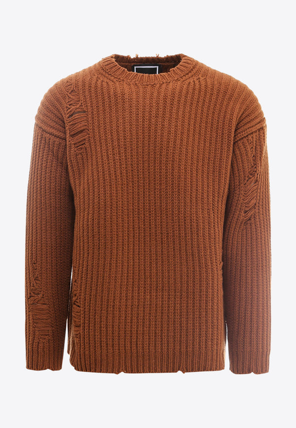 Paul Memoir Distressed Wool Sweater Brown PM1027N_12
