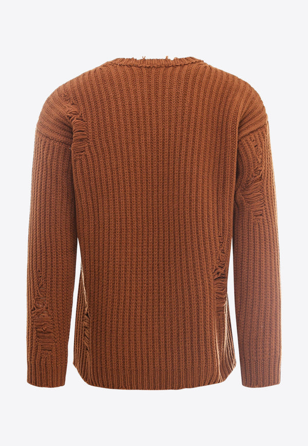 Paul Memoir Distressed Wool Sweater Brown PM1027N_12