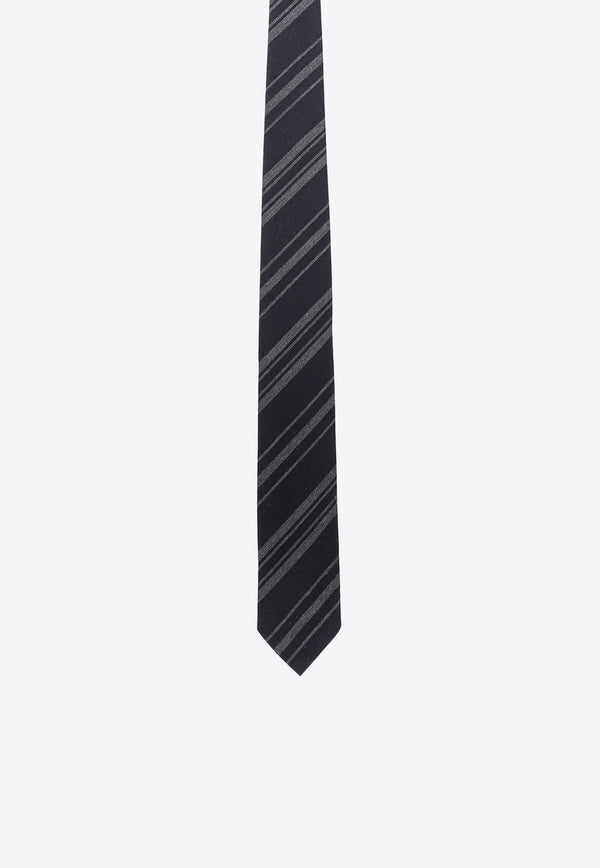 Nicky Milano Striped Wool-Blend Tie Gray ZENOF_4