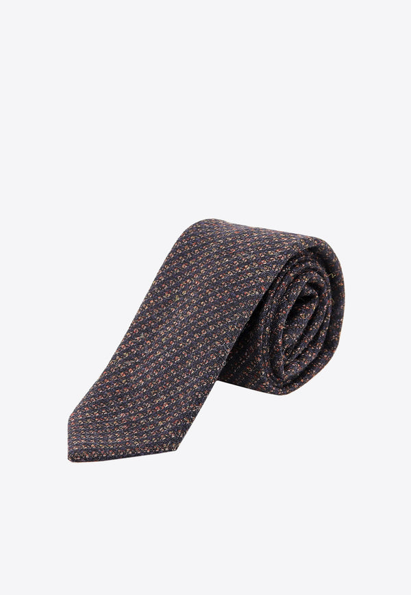 Nicky Milano Patterned Wool Tie Blue TAPPOO_1