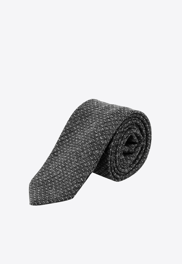 Nicky Milano Patterned Wool Tie Black TAPPOO_11