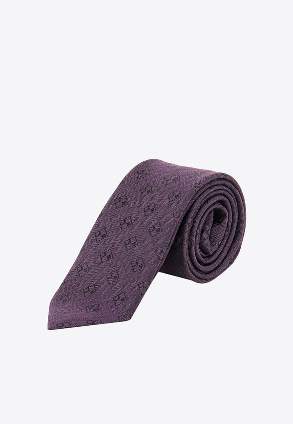 Nicky Milano Patterned Wool-Blend Tie Purple ZINCOG_9