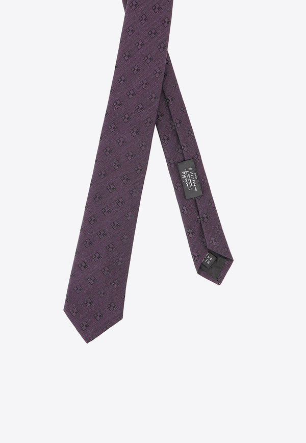 Nicky Milano Patterned Wool-Blend Tie Purple ZINCOG_9