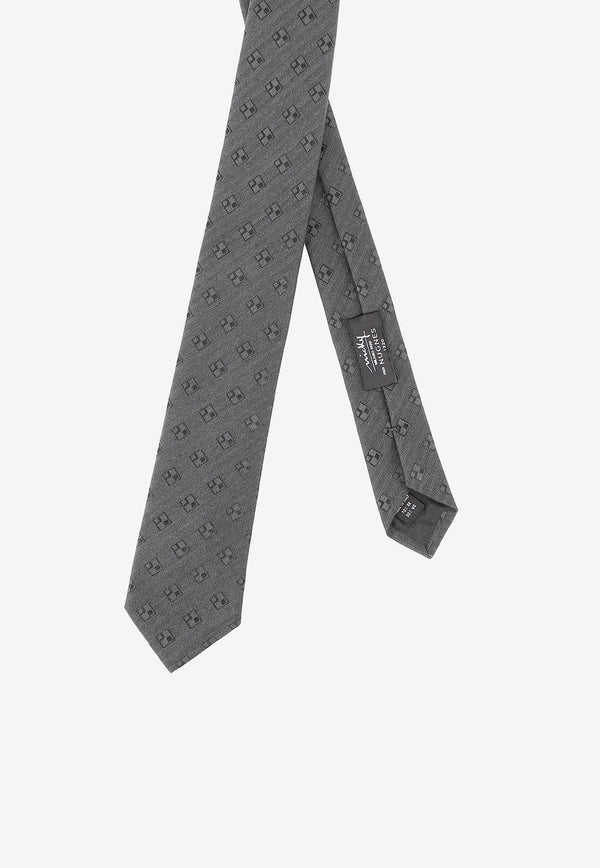 Nicky Milano Patterned Wool-Blend Tie Gray ZINCOG_10