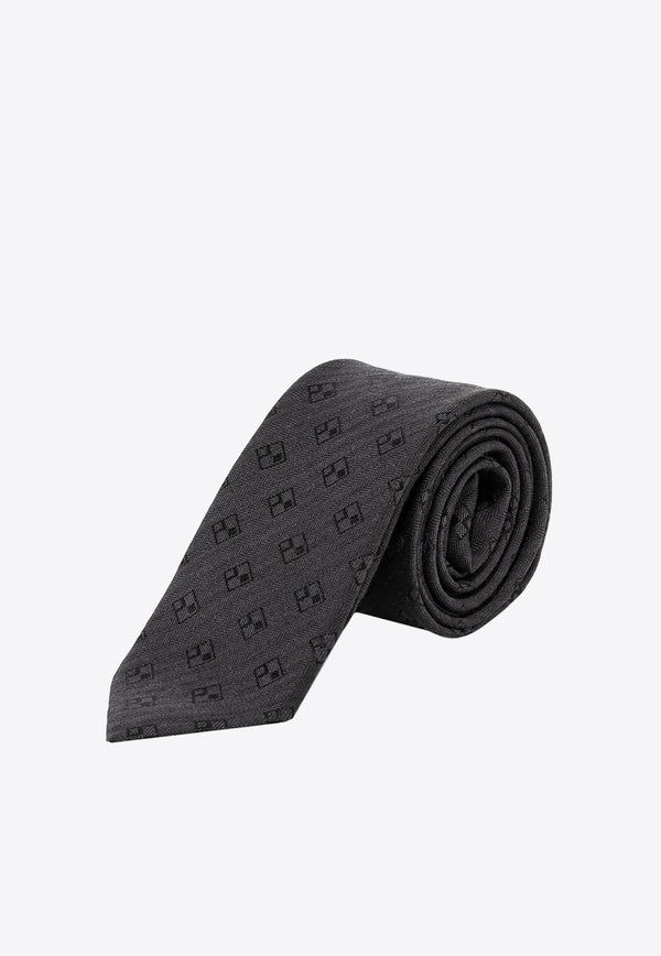 Nicky Milano Patterned Wool-Blend Tie Black ZINCOG_11