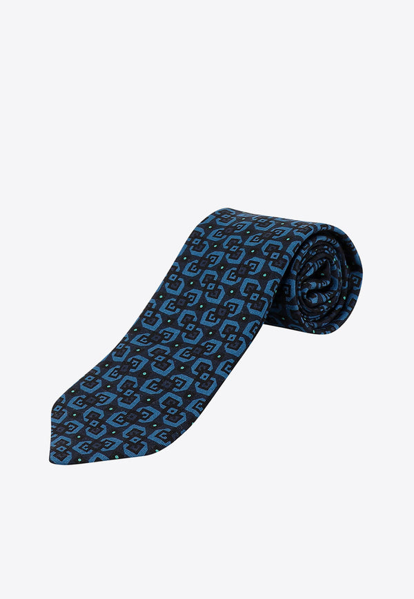 Nicky Milano Patterned Wool-Blend Tie Blue ZEROF_1