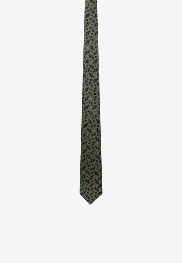 Nicky Milano Patterned Wool-Blend Tie Green ZEROF_3