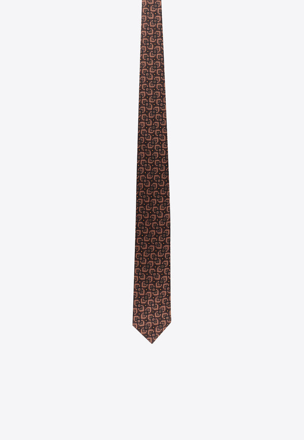 Nicky Milano Patterned Wool-Blend Tie Brown ZEROF_4