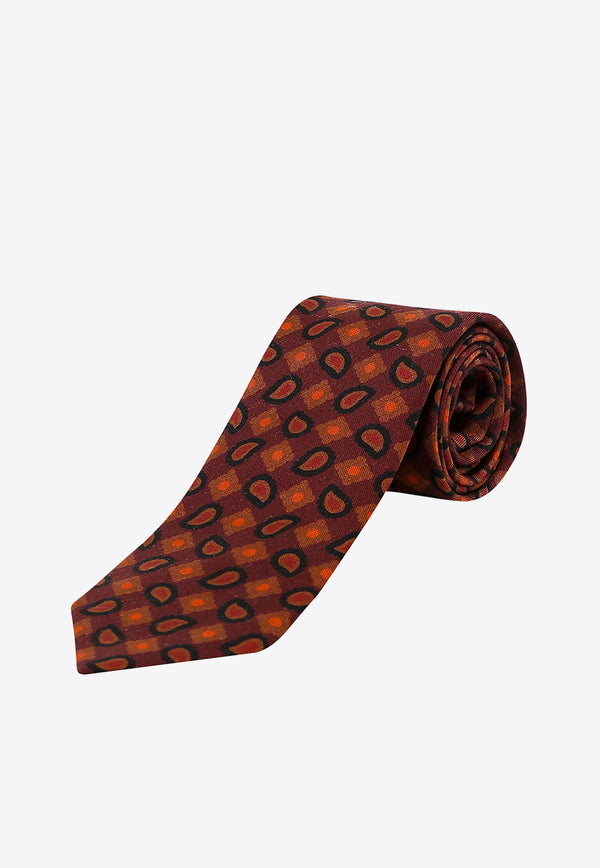 Nicky Milano Patterned Wool-Blend Tie Red ZEROC_2