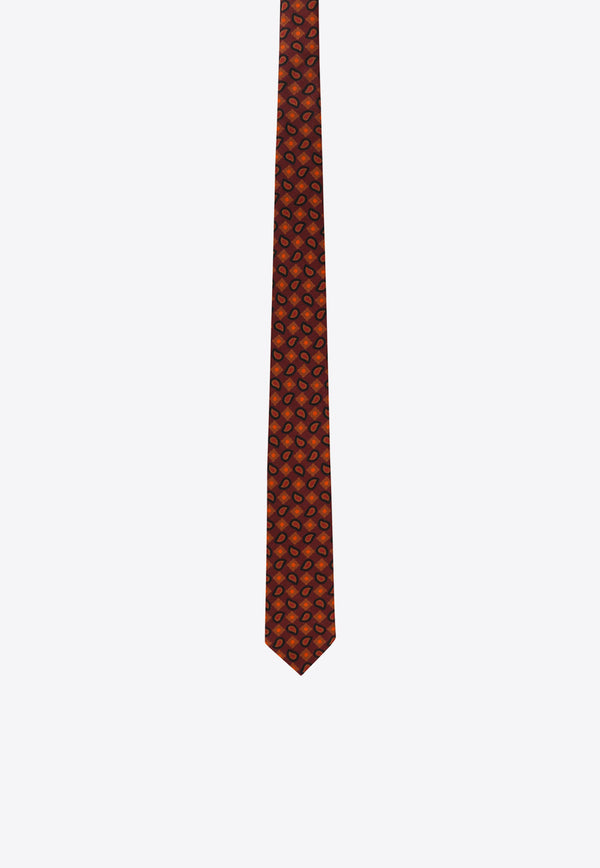 Nicky Milano Patterned Wool-Blend Tie Red ZEROC_2
