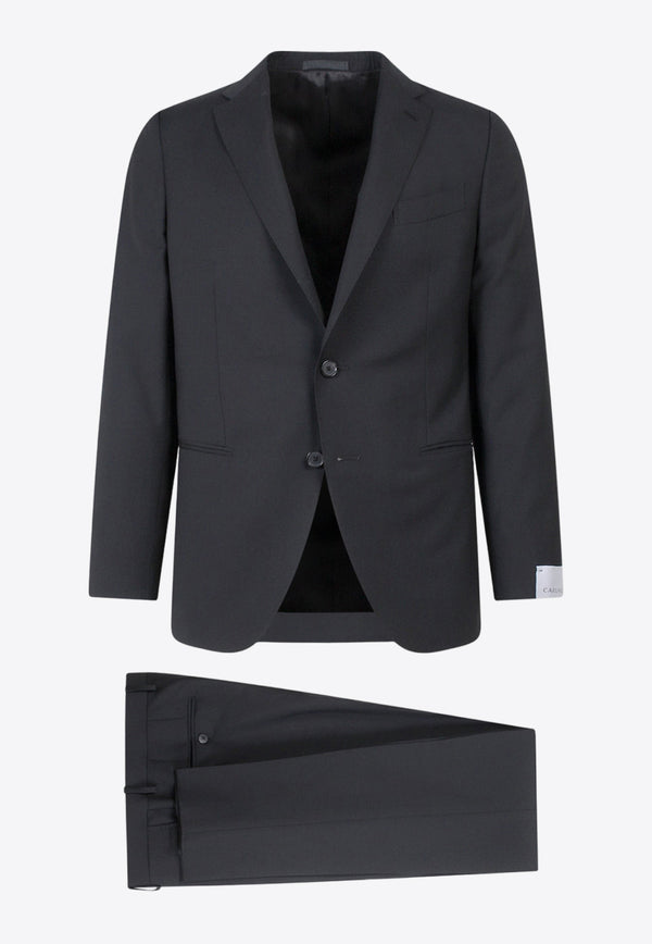 Caruso Single-Breasted Wool-Blend Suit Black PE0J16_0910