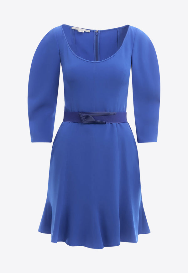 Stella McCartney Belted Flared Mini Dress Blue 604357SCA06_4011