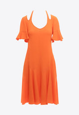 Stella McCartney Halterneck Flared Dress  Orange 604238SSA02_7501