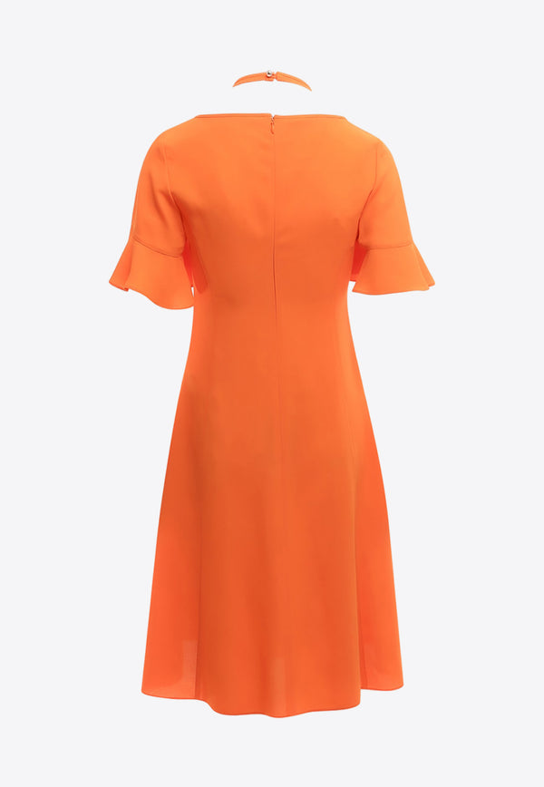 Stella McCartney Halterneck Flared Dress  Orange 604238SSA02_7501