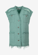 K Krizia Frayed Tweed Vest Green J1CX10034_GREEN