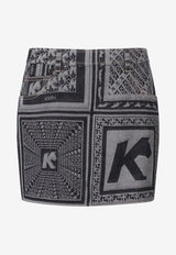 K Krizia Printed Denim Mini Skirt Black J1CX12012_BLACK