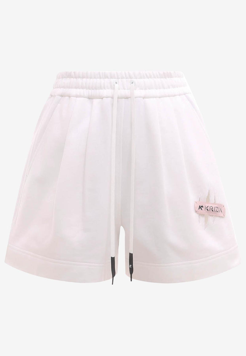 K Krizia Logo Patch Track Shorts White J1CX13065_WHITE