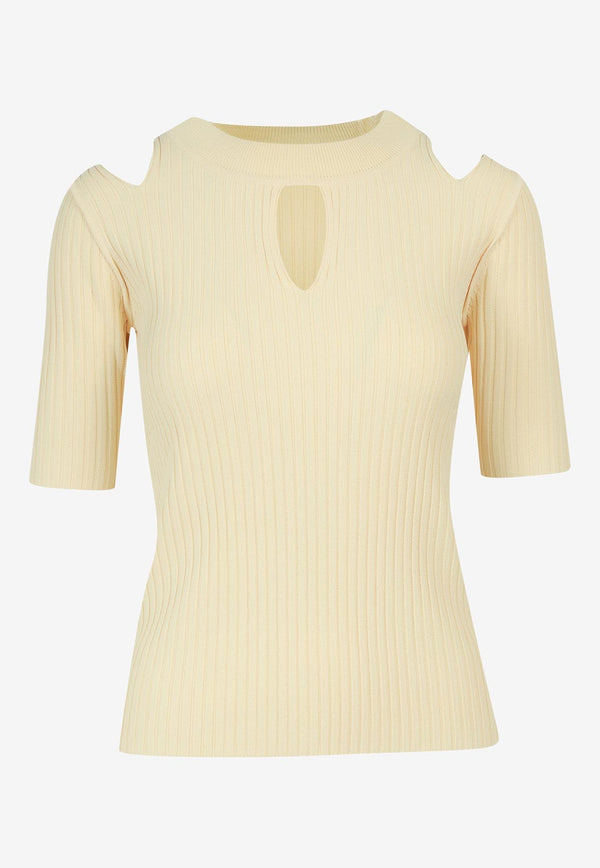 K Krizia Cut-Out Ribbed Knit Top Yellow J1CX1728M_YELLOW