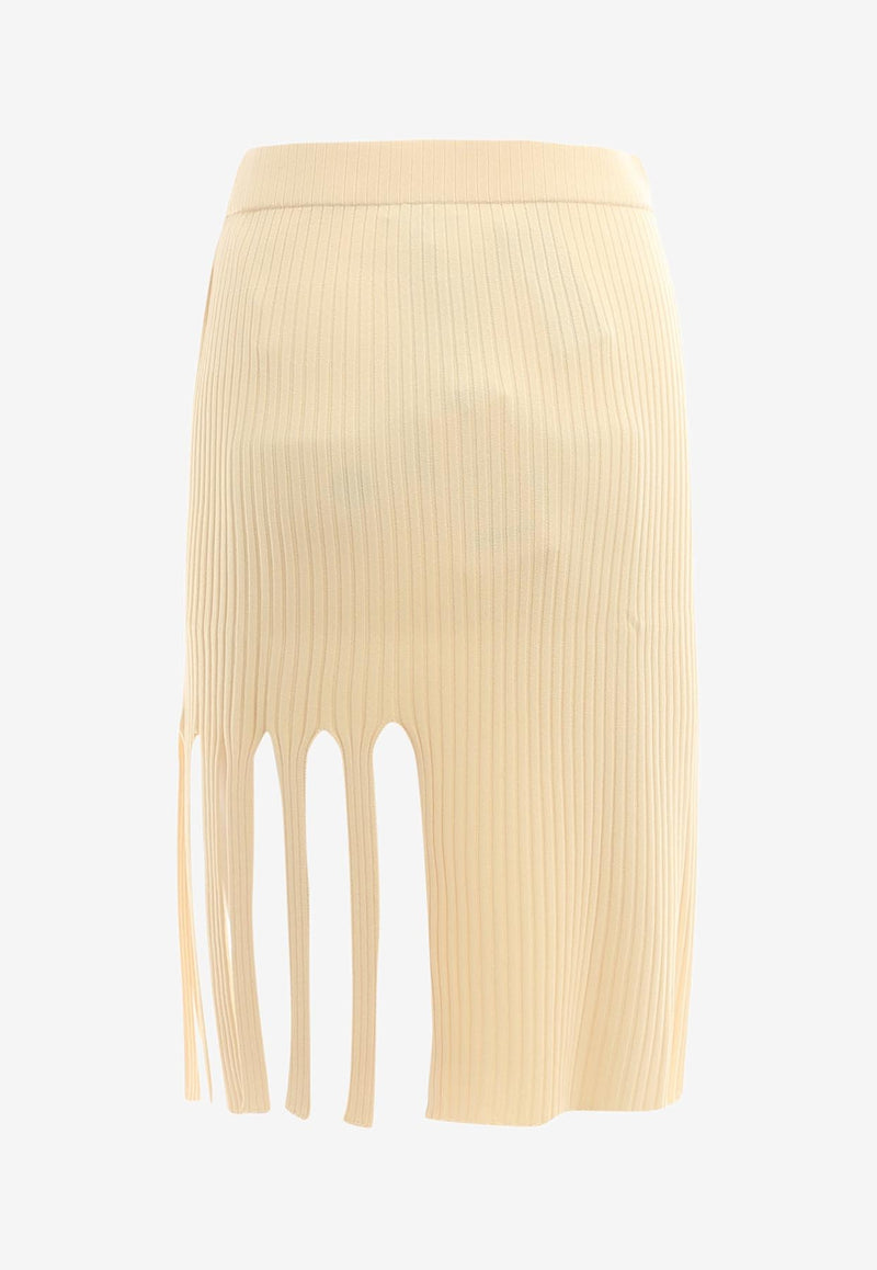 K Krizia Asymmetrical Ribbed Skirt Yellow J1CX1731M_YELLOW