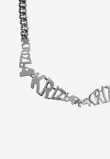 K Krizia Logo Lettering Statement Necklace Silver J2CX18018_SILVER