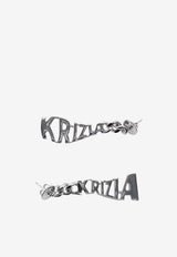 K Krizia Logo Lettering Statement Earrings Silver J2CX1851E_SILVER