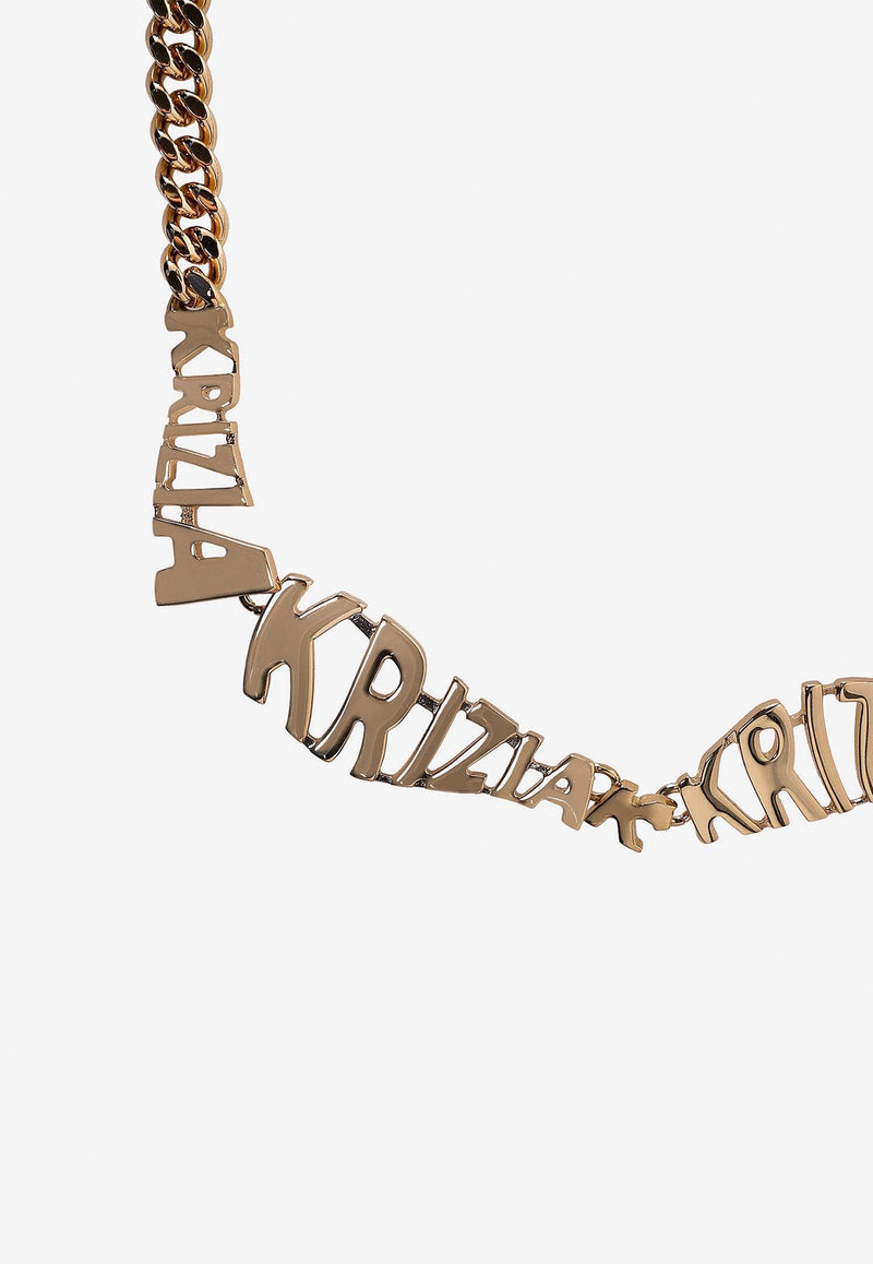 K Krizia Logo Lettering Statement Necklace Gold J2CX18028_GOLD