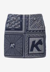 K Krizia Printed Denim Mini Skirt Blue J1CX12062_DENIM