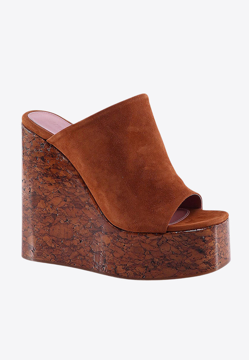 Haus Of Honey 145 Suede Platform Wedge Sandals Brown HW23412_TOBAC