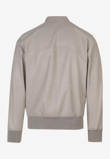 DFOUR Leather Bomber Jacket Beige DF80566_66