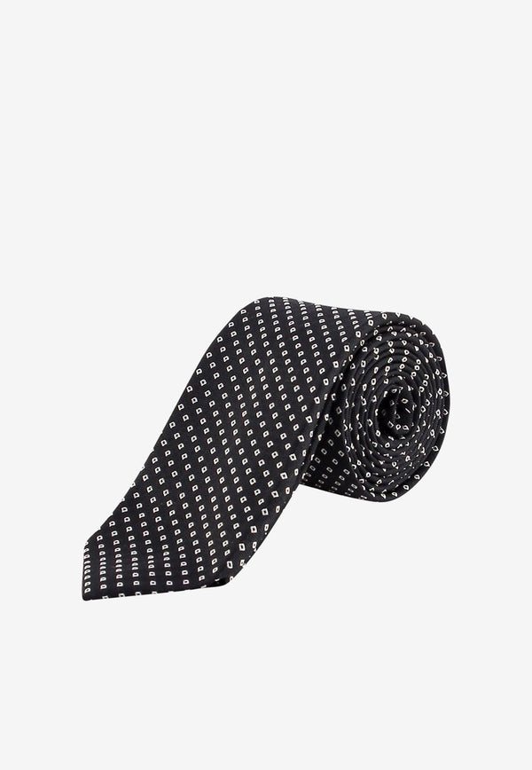 Nicky Milano Patterned Silk Tie Black VETON_2