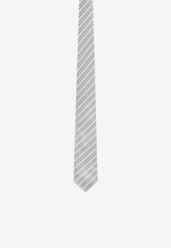 Nicky Milano Striped Silk Tie Gray FRACB_8