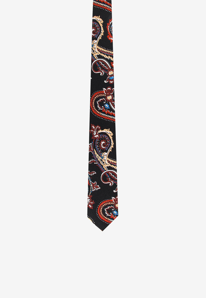 Nicky Milano Paisley Print Wool-Blend Tie Black AGROC_3