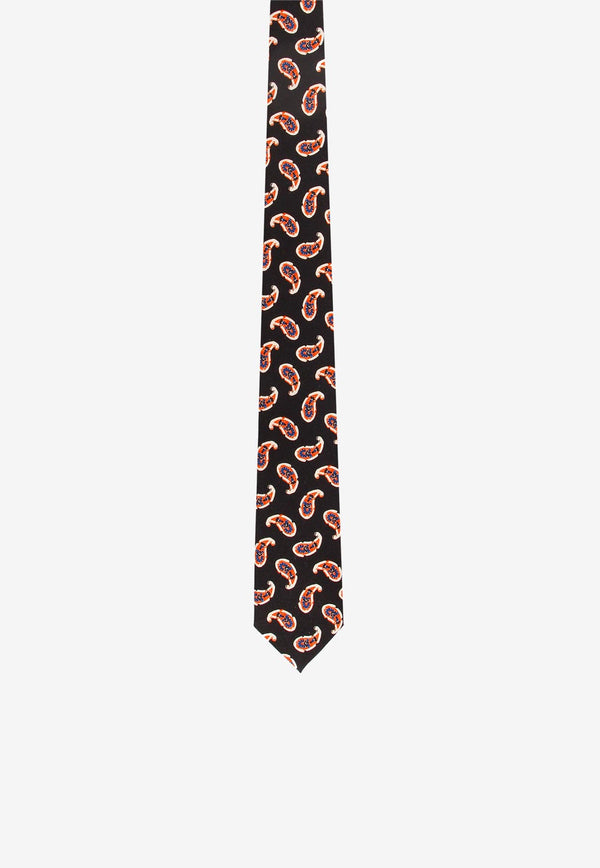 Nicky Milano Paisley Print Wool-Blend Tie Black AGROA_2